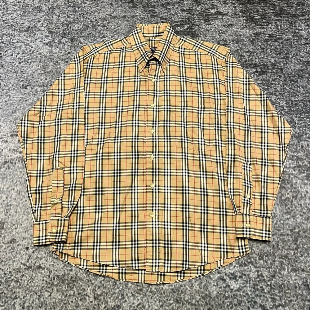 Burberry London Nova Check Button Down Shirt Mens Medium Made In USA